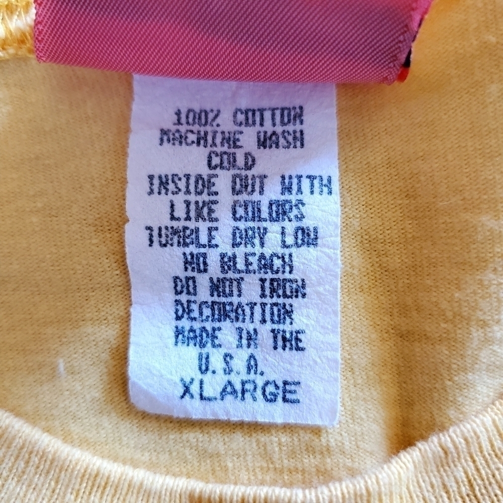 7006 * Split Girl Long Sleeve Tee Yellow Size XL Made in USA Vintage - Picture 4 of 9